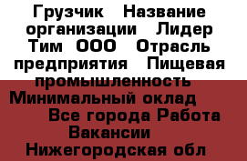 Грузчик › Название организации ­ Лидер Тим, ООО › Отрасль предприятия ­ Пищевая промышленность › Минимальный оклад ­ 20 000 - Все города Работа » Вакансии   . Нижегородская обл.